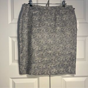 NEW CALVIN KLEIN Womens 12  Black White Blue Pencil Skirt Back Zip Lined Slit